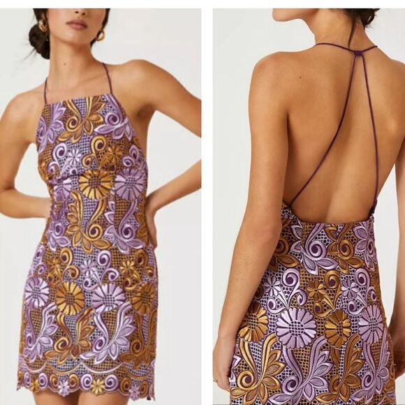 Anthropologie Dresses & Skirts - Anthropologie Embroidered Halter Mini Dress NEW Size 10P